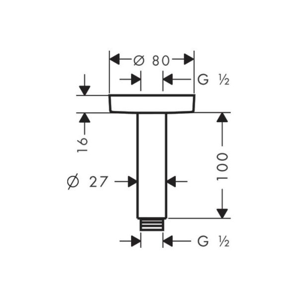 HANSGROHE PURAVIDA TEPE DUSU TAVAN BAGLANTISI 10 CM MAT BRONZ 27393140