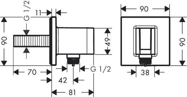 HANSGROHE FIXFIT FIX FIT DUS ASKILI CIKIS DIRSEGI SQUARE KROM 26889000