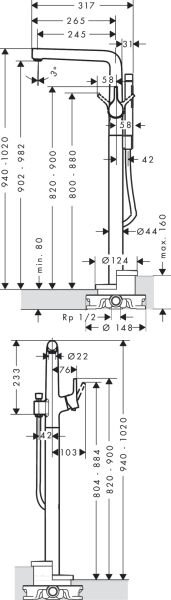 HANSGROHE TALIS YERDEN TEK KOLLU  KUVET BATATARYASI KROM 72412000