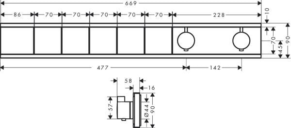 HANSGROHE RAINSELECT BANYO BATARYSI 5 CIKIS TERMOSTATIK MAT BRONZ 15384140