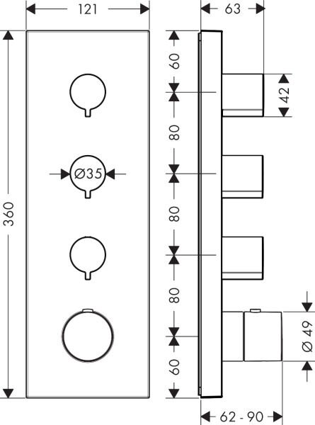 AXOR SHOWERCOLLECTION BANYO BATARYASI TERMOSTATIK MODUL DIS SET MAT BRONZ 10751140