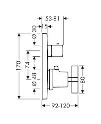 AXOR CITTERIO BANYO BATARYASI TERMOSTATIK ACMA KAPAMA YONLENDIRICI VALFI VE ARTI VOLAN ILE ALTIN OPTIK 39725250