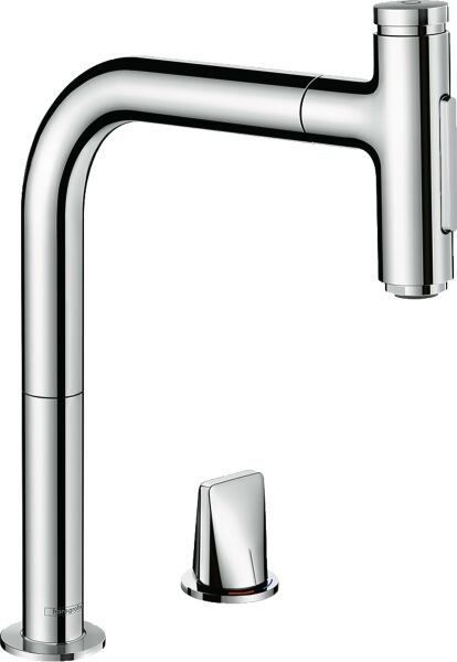 HANSGROHE METRIS SELECT M71 EVIYE BATARYASI 2 DELIKLI 200 CEKILEBILIR GAGA KROM 73819000