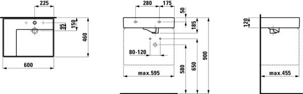 LAUFEN KARTELL ETAJERLI LAVABO SOL 600x460 MM H8103350001111