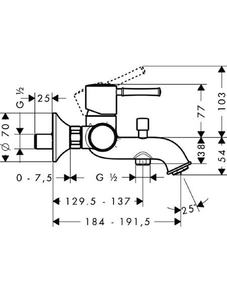 HANSGROHE TALIS TEK KOLLU BANYO BATARYASI  CLASSIC KROM 14140000