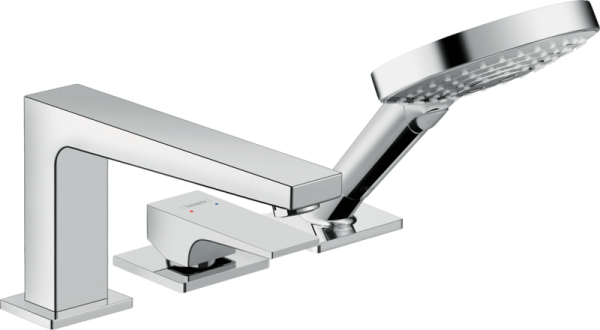 HANSGROHE METROPOL TEK KOLLU KUVET KENARI 3-DELIKLI BANYO BATARYASI KROM 32551000