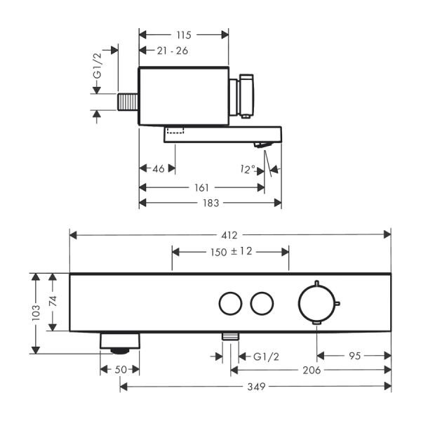 HANSGROHE SHOWERSELECT SHOWERTABLET SELECT BANYO TERMOSTATI 400 APLIKE MONTAJ SATIN BEYAZ 24340700
