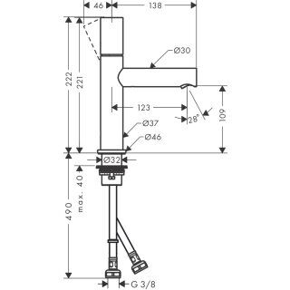 AXOR UNO TEK KOLLU LAVABO BATARYASI 110MM ZERO VOLAN MAT PIRINC 45002950