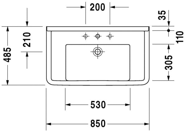 DURAVIT STARCK 3 ETAJERLI LAVABO  850x485 MM 0304800000