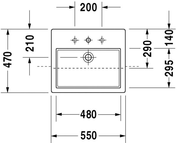 DURAVIT VERO LAVABO YARIM TEZGAH 550x470 MM 0314550000