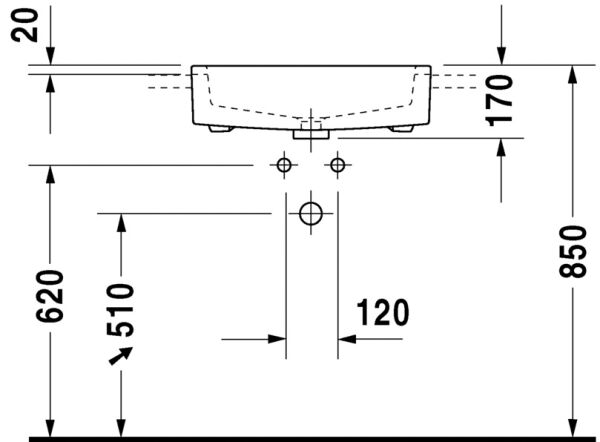 DURAVIT VERO LAVABO YARIM TEZGAH 550x470 MM 0314550000