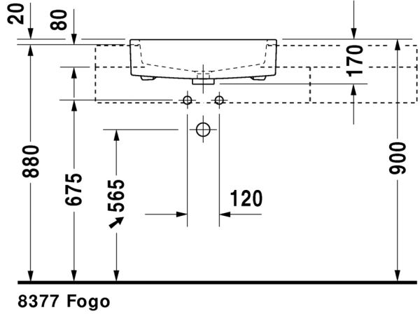 DURAVIT VERO LAVABO YARIM TEZGAH 550x470 MM 0314550000