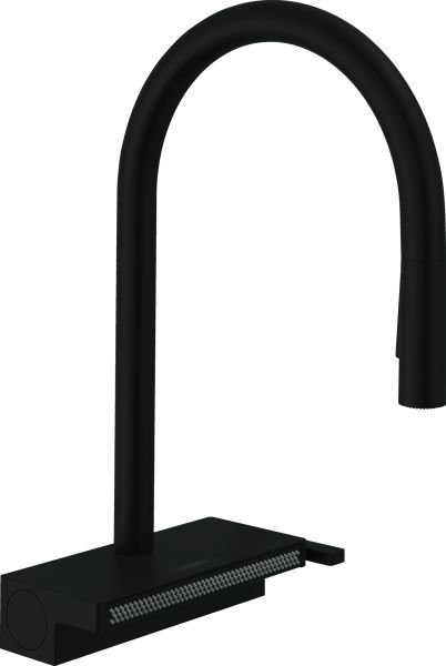 HANSGROHE AQUNO SELECT M81 EVIYE BATARYASI TEK KOLLU 170 SPIRALLI 3JET SBOX SATIN SIYAH 73831670