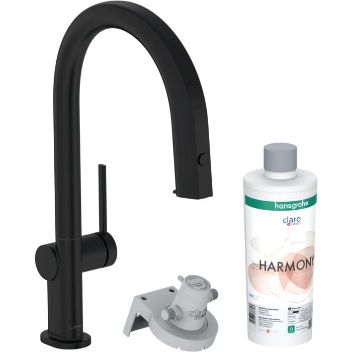 HANSGROHE AQITTURA M91 EVYE BATARYASI M91 FILTRE SISTEMI 210, CEKILEBILIR GAGA, 1 JET S BOX MAT SIYAH  76800670