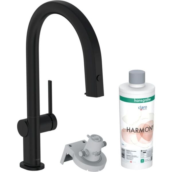 HANSGROHE AQITTURA M91 EVYE BATARYASI M91 FILTRE SISTEMI 210, CEKILEBILIR GAGA, 1 JET S BOX MAT SIYAH  76800670