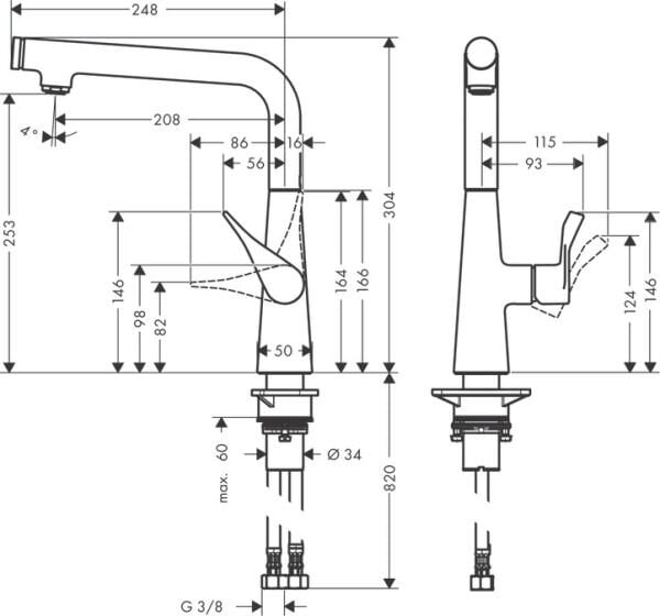 HANSGROHE METRIS SELECT M71 EVIYE BATARYASI TEK KOLLU 260 1JET KROM 14847000