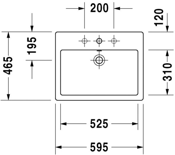 DURAVIT VERO TEZGAH USTU LAVABO TASLANMIS 595x465 MM 0452600000