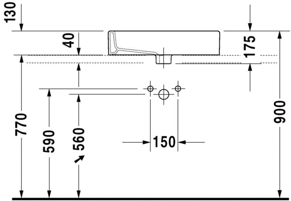 DURAVIT VERO TEZGAH USTU LAVABO TASLANMIS 595x465 MM 0452600000