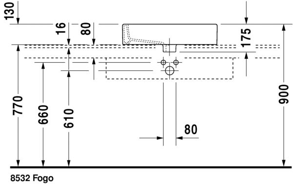 DURAVIT VERO TEZGAH USTU LAVABO TASLANMIS 595x465 MM 0452600000