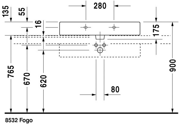 DURAVIT VERO TEZGAH USTU LAVABO TASLANMIS 800x470 MM 0454800027