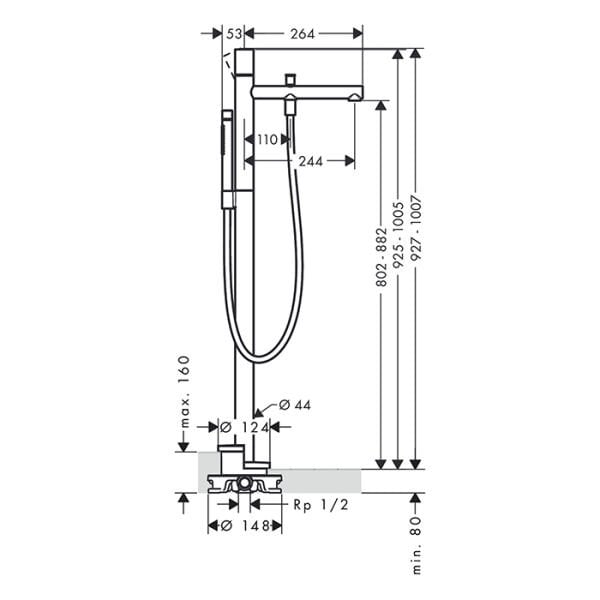 AXOR UNO YERDEN KUVET BATARYASI ZERO VOLAN MAT BRONZ 45416140