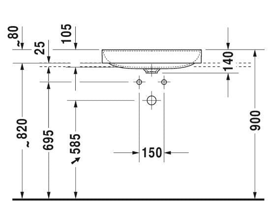 DURAVIT DURASQUARE CANAK LAVABO TASLANMIS 600x345 MM 2355600000