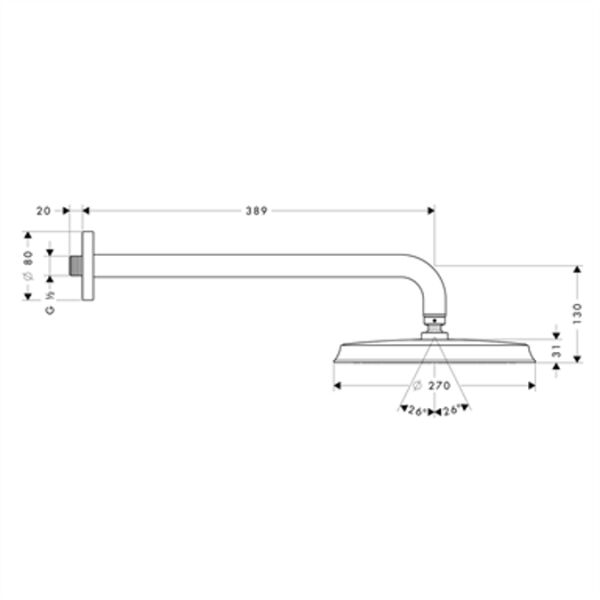 HANSGROHE RAINDANCE TEPE DUSU CLASSIC 240 AIR TEPE DUSU DUVARDAN KROM 27424000