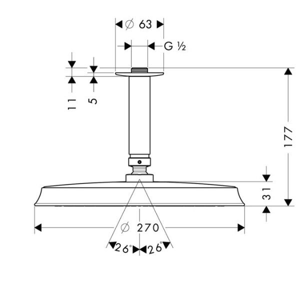 HANSGROHE RAINDANCE TEPE DUSU CLASSIC AIR PLATE TEPE DUSU 24  KROM/ALTIN OPTIK 27405090
