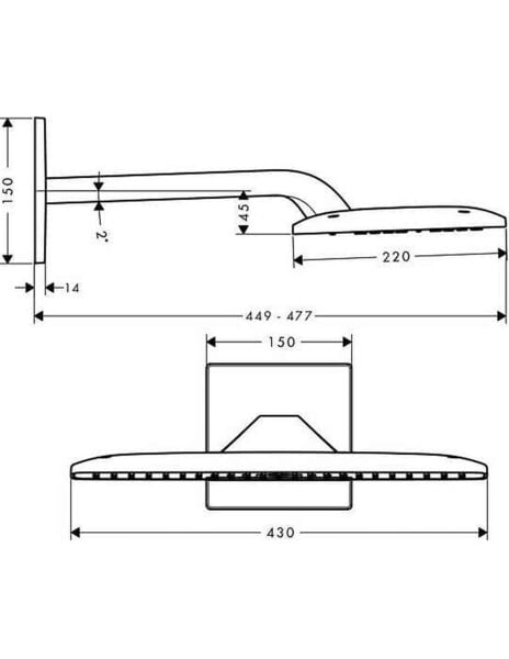 HANSGROHE RAINDANCE TEPE DUSU 420 2 JET TEPE DUSU 385 MM DIRSEK ILE KROM 27373000