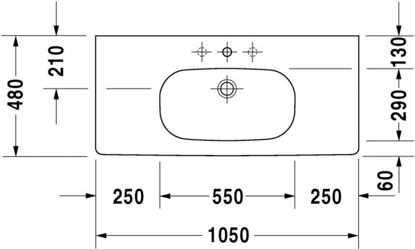 DURAVIT D-CODE ETAJERLI LAVABO 1050x480 MM 03421000002