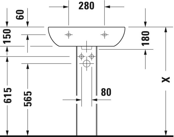 DURAVIT D-CODE LAVABO 600x460 MM 23106000002