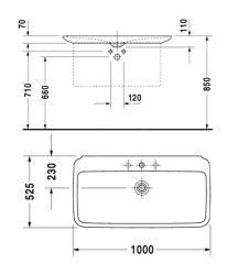 DURAVIT PURAVIDA LAVABO 3 DELIKLI 100CM 0371100030
