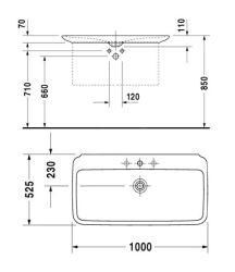 DURAVIT PURAVIDA LAVABO 3 DELIKLI 100CM 0371100030