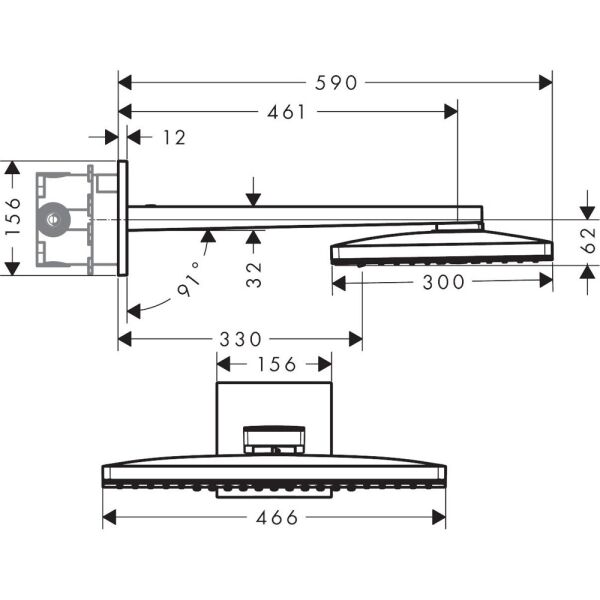 HANSGROHE RAINMAKER TEPE DUSU 460 3 JET DUS DIRSEGI ILE 24007600