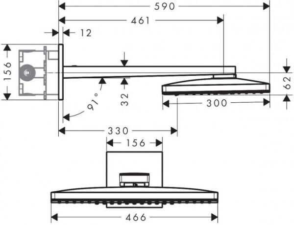 HANSGROHE RAINMAKER TEPE DUSU 460 2 JET TEPE DUSU DUS DIRS.SIYAH/KROM 24005600