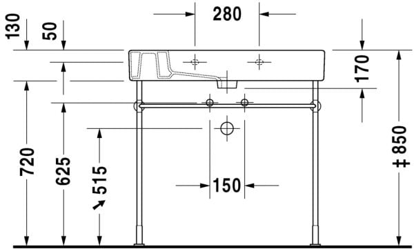 DURAVIT VERO ETAJERLI LAVABO 850x490 MM 0329850000