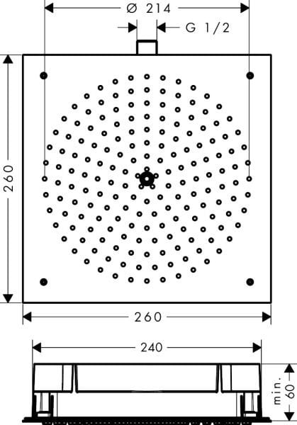 HANSGROHE RAINDANCE TEPE DUSU ECOSMART 260/260 1 JET KROM 26481000