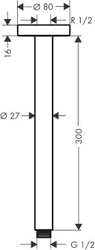HANSGROHE UNIVERSAL TEPE DUSU TAVAN BAGLANTISI S300 MM SATIN SIYAH 27389670