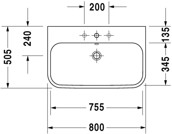 DURAVIT HAPPY D.2 ETAJERLI LAVABO 800*505 MM 2318800000