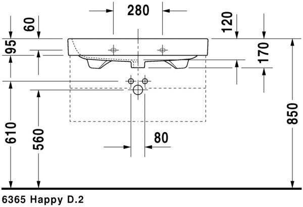 DURAVIT HAPPY D.2 ETAJERLI LAVABO 800*505 MM 2318800000