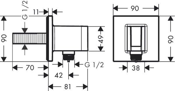HANSGROHE FIXFIT FIX FIT DUS ASKILI CIKIS DIRSEGI SQUARE KROM 26889000
