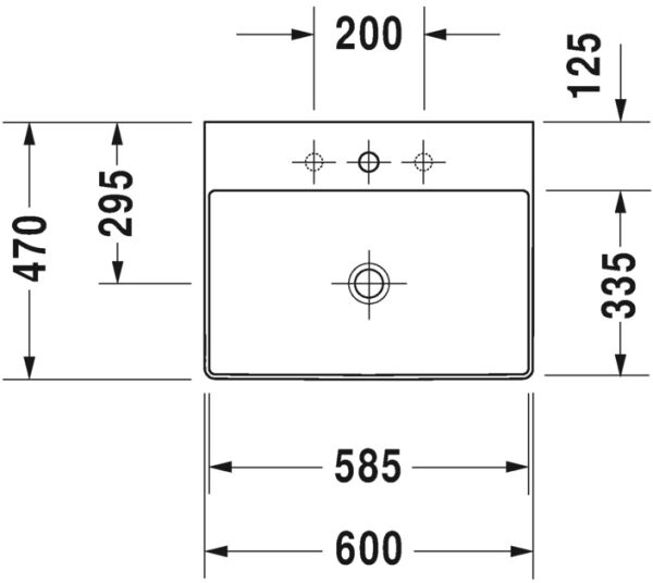 DURAVIT DURASQUARE LAVABO 60*47 TEZGAHUSTU LAVABO 2353600071