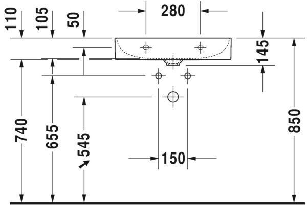 DURAVIT DURASQUARE LAVABO 60*47 TEZGAHUSTU LAVABO 2353600071