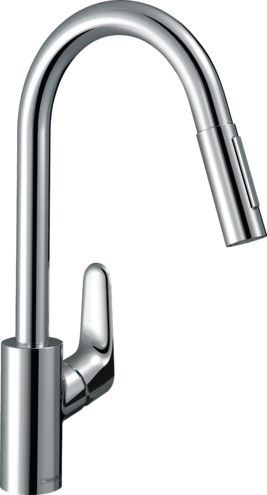 HANSGROHE FOCUS M41 EVIYE BATARYASI TEK KOLLU CEKILEBILIR EL DUSU 2JET KROM 31815000