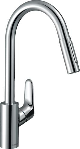 HANSGROHE FOCUS M41 EVIYE BATARYASI TEK KOLLU CEKILEBILIR EL DUSU 2JET KROM 31815000