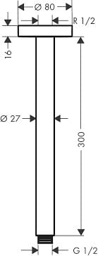 HANSGROHE UNIVERSAL TEPE DUSU TAVAN BAGLANTISI S300 MM MAT BRONZ 27389140