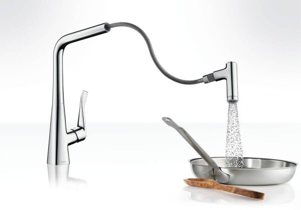HANSGROHE METRIS M71 EVIYE BATARYASI TEK KOLLU CEKILEBILIR EL DUSU 2JET KROM 14820000