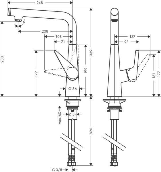 HANSGROHE TALIS SELECT M51 EVIYE BATARYASI TEK KOLLU 300 1JET KROM 72820000