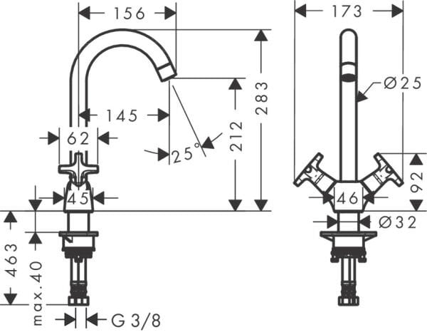 HANSGROHE LOGIS M32 EVIYE BATARYASI 2-VOLANLI 220 1JET 71285000