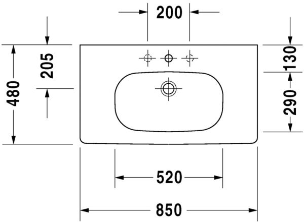 DURAVIT D-CODE ETAJERLI LAVABO 850x480 03428500002